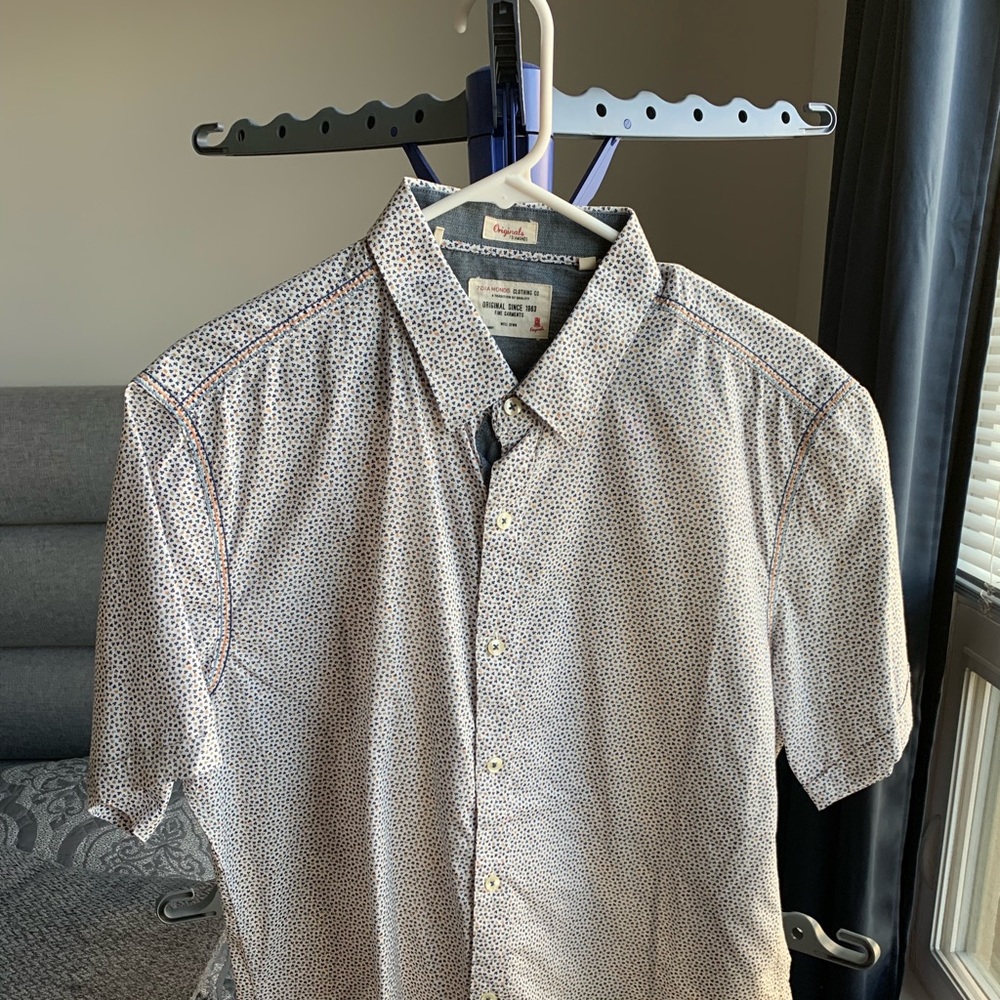 7 diamonds short sleeve button down casual shirt